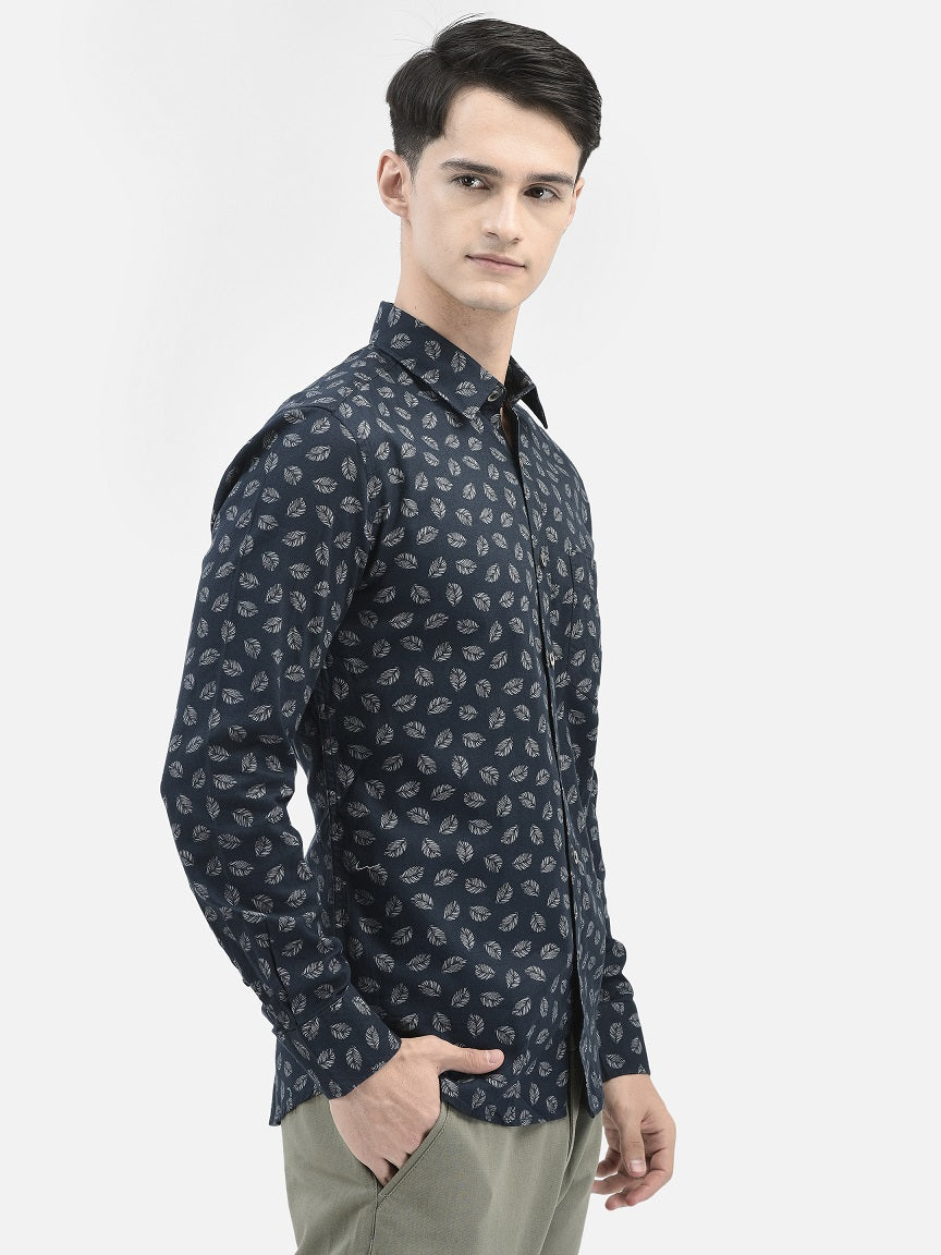 Navy Blue Printed Shirt