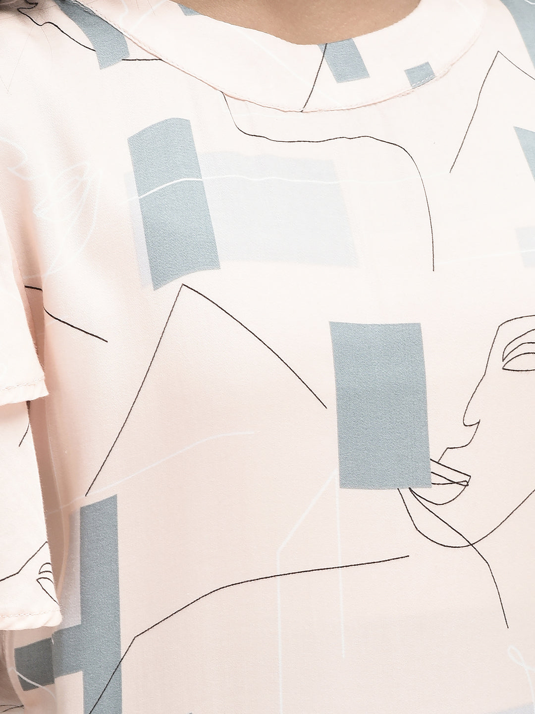 Peach Printed Dress