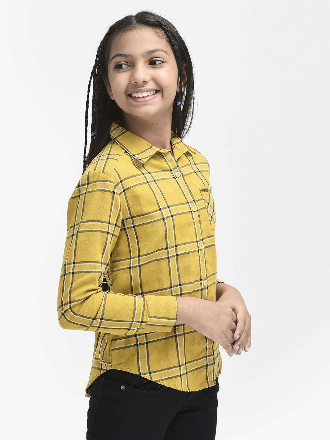 Yellow Checked Cotton Shirt