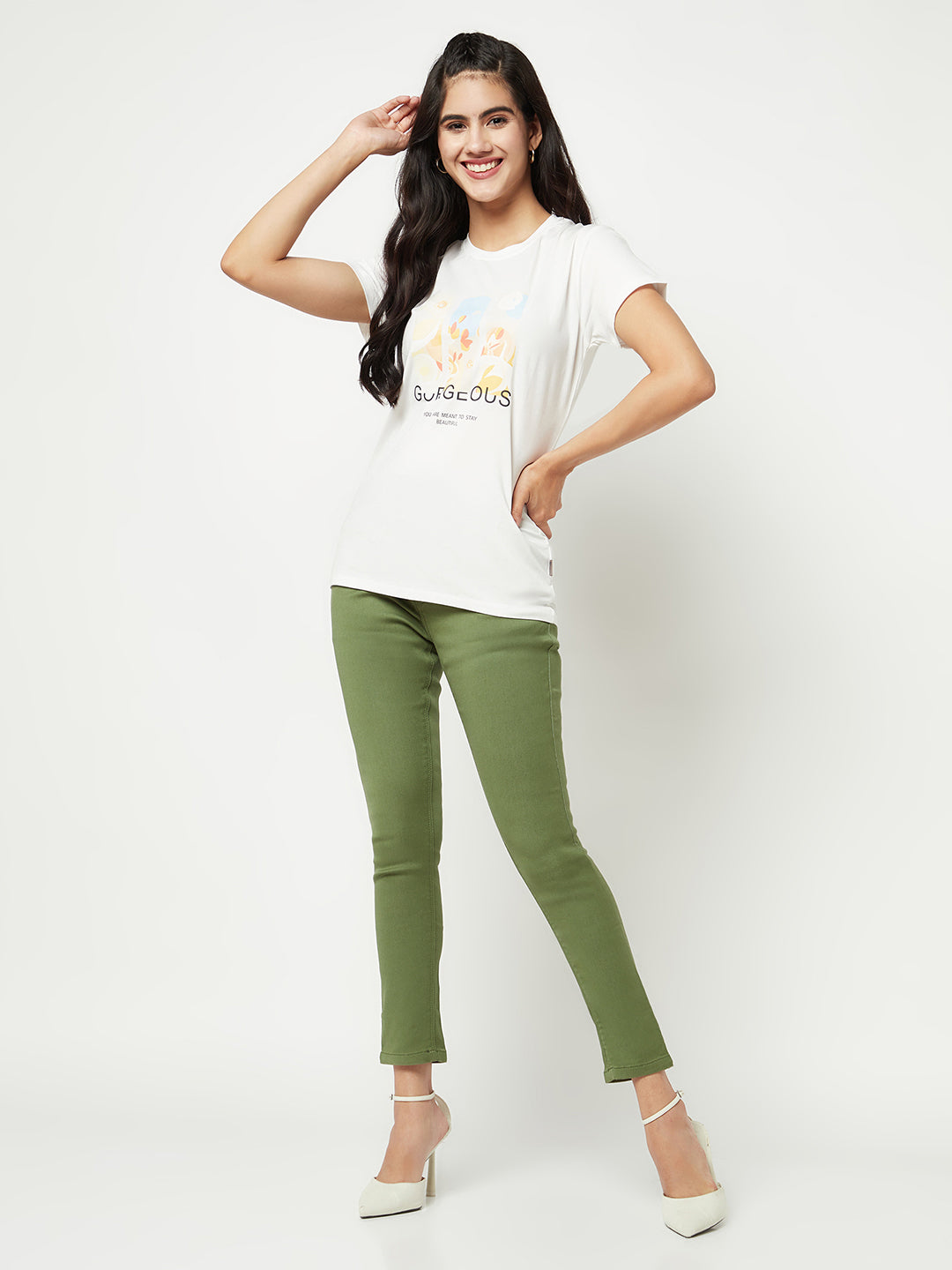  Olive Skinny Ankle Length Jeans