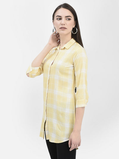 Yellow Windowpane Checked Longline Shirt