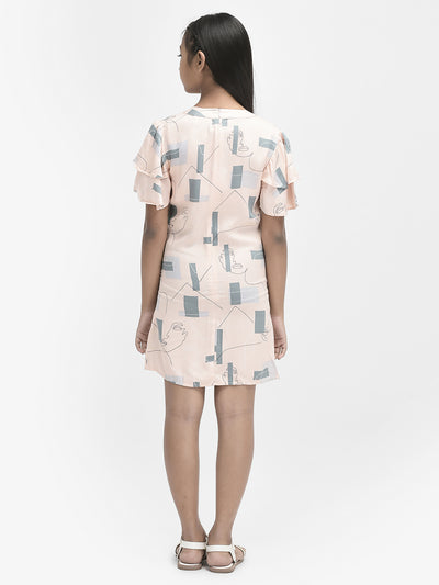 Peach Printed Dress