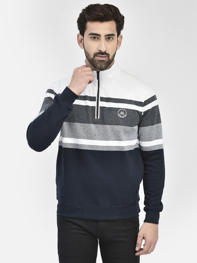 Navy Blue Stripes Sweatshirt.