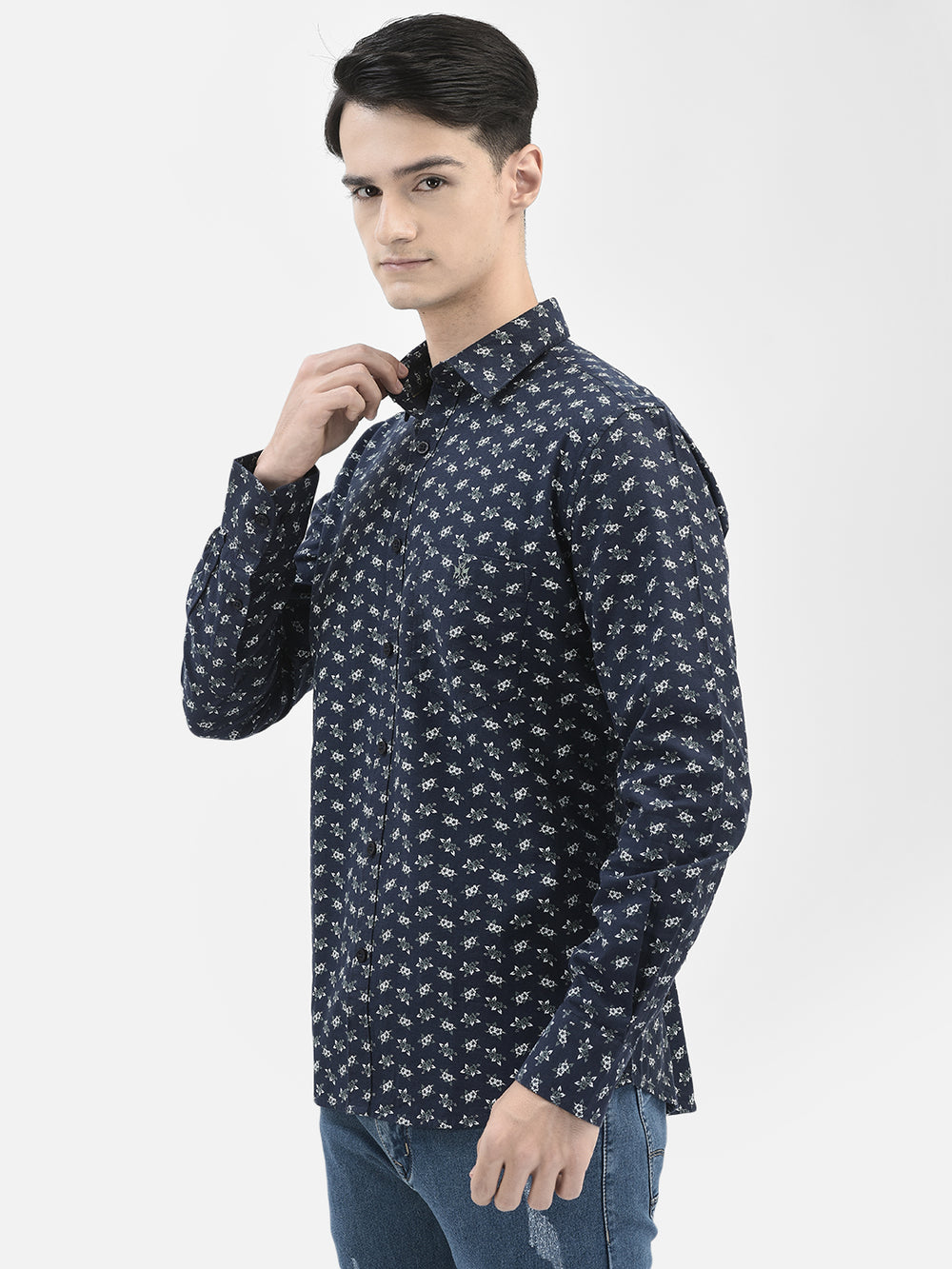 Navy Blue Floral Shirt