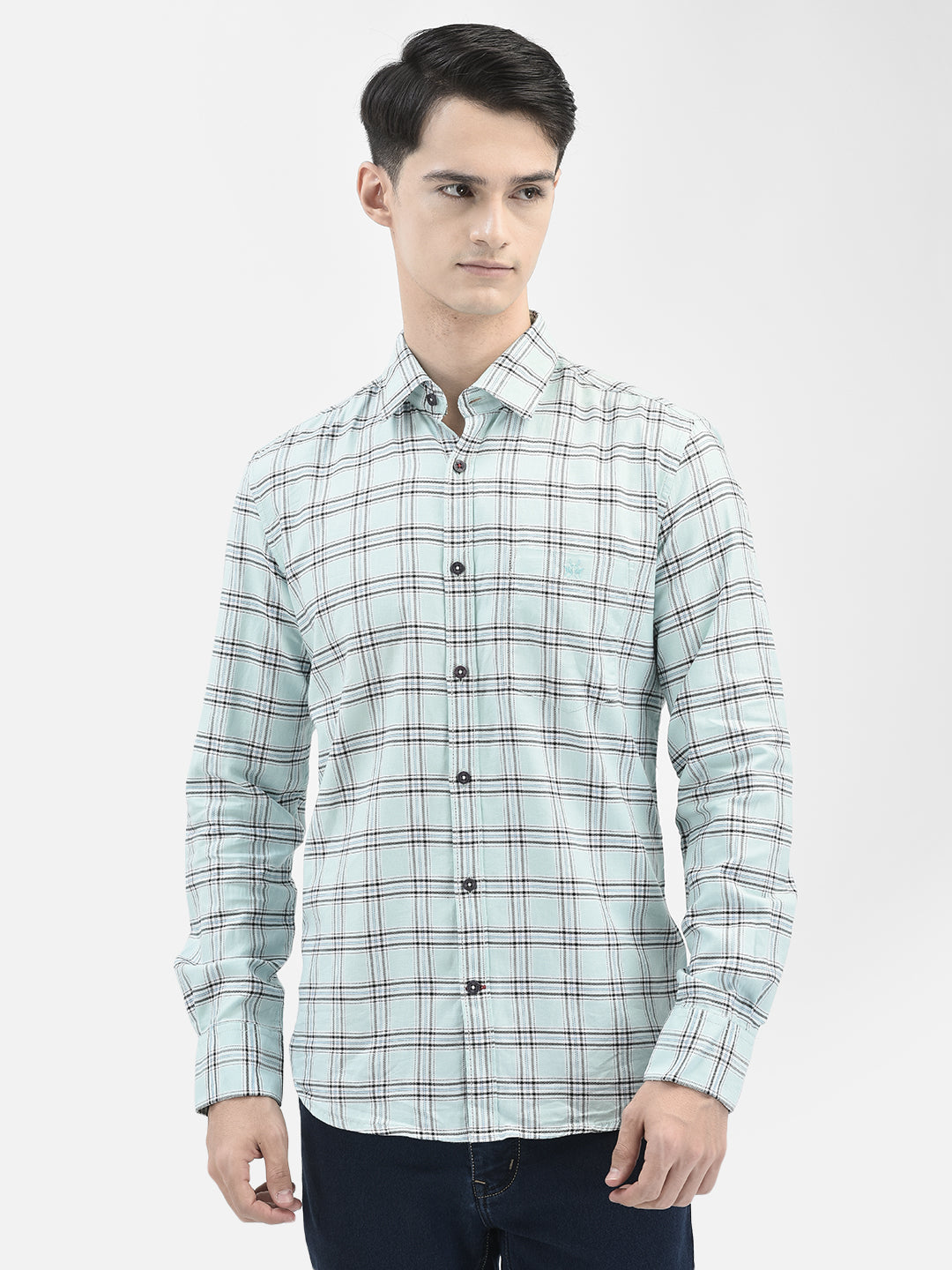 Mint-Green Checked Shirt