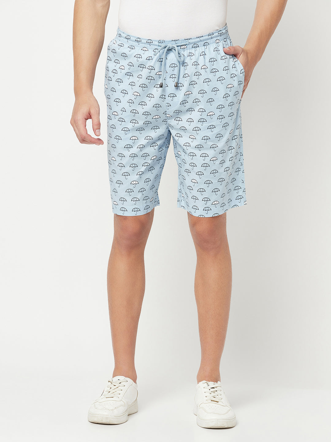 Blue Umbrella Print Lounge Shorts