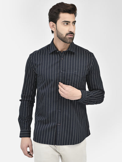 Navy Blue Stripes Shirt.