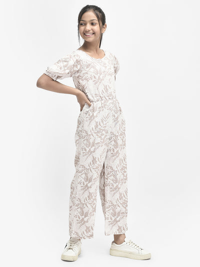  Beige Floral Jumpsuit