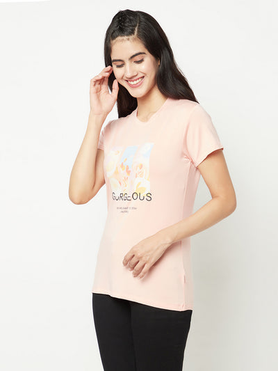  Peach Graphic Printed T-shirt