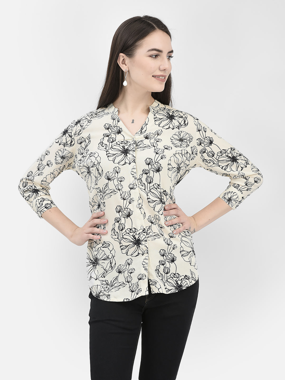 Floral Beige Shirt