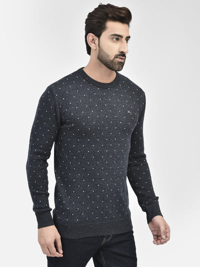 Navy Blue Printed Sweaters.