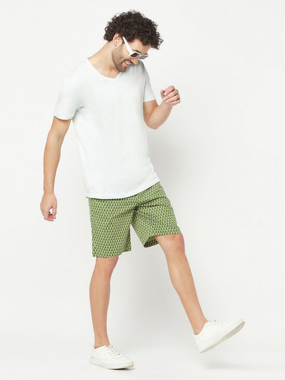 Green Printed Lounge Shorts