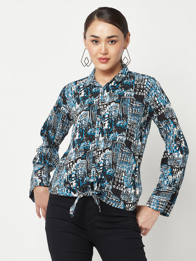 Navy Blue Shirt With knot detail