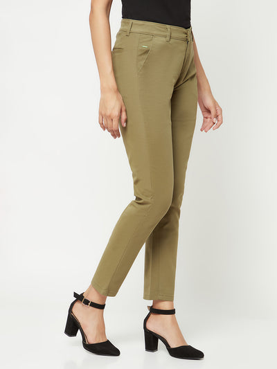  Olive Slim Cotton Trousers