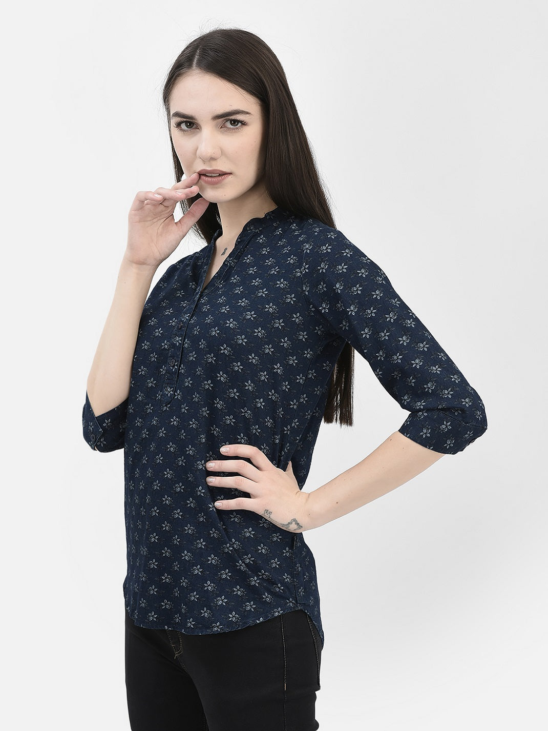 Floral Navy Blue Top