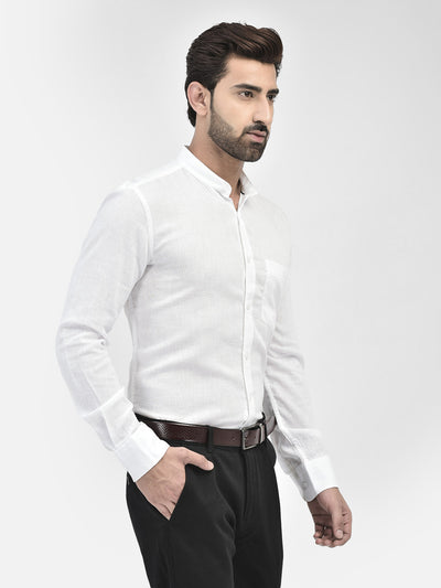 White Mandarin Collar Shirt