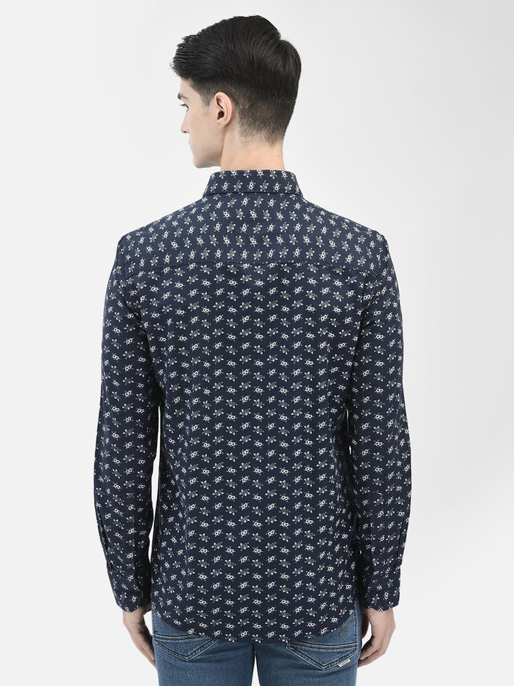 Navy Blue Floral Shirt