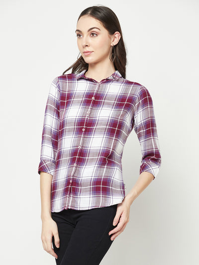  Purple Checked Causal Shirt