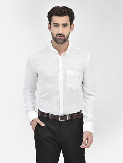 White Mandarin Collar Shirt