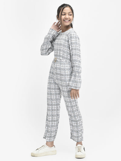  White Checked Jumpsuit