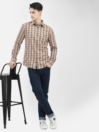 Peach Checked Shirt