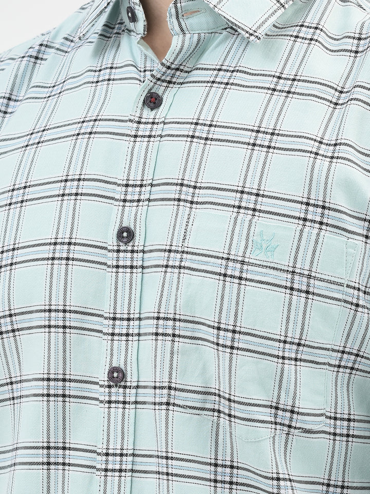 Mint-Green Checked Shirt