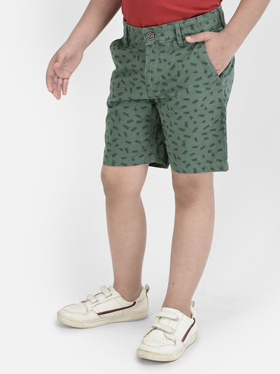 Green Floral Printed Shorts