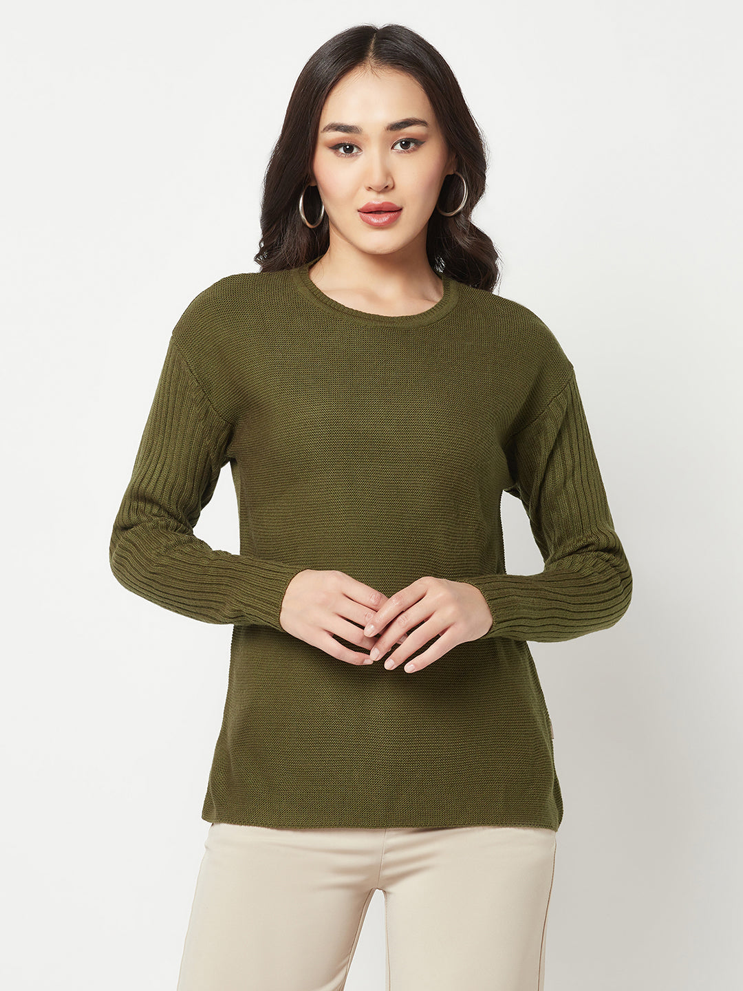 Olive Round Neck Sweater