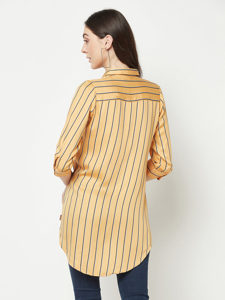 Orange Vertical Striped Shirt