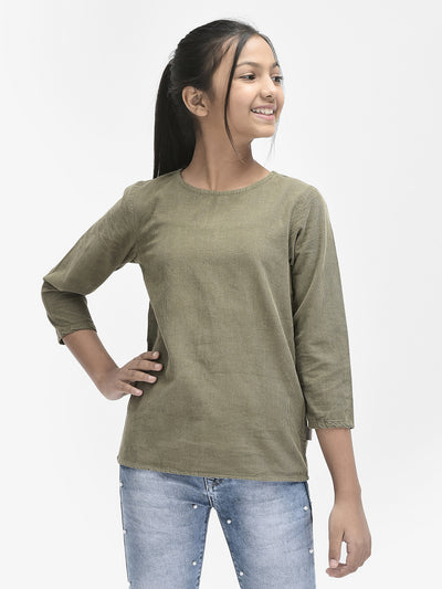  Olive Round Neck Top 