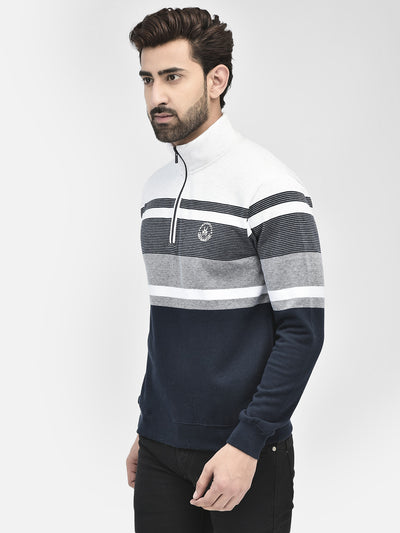 Navy Blue Stripes Sweatshirt.