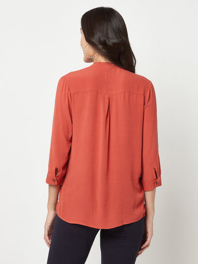 Red Tie-Up Neck Top