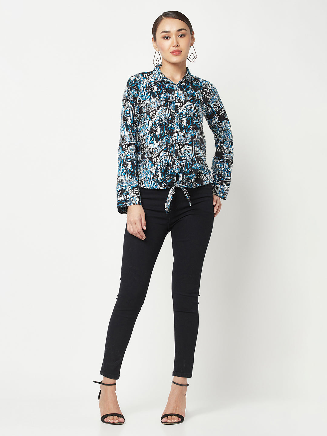 Navy Blue Shirt With knot detail