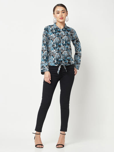 Navy Blue Shirt With knot detail