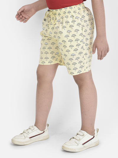 Yellow Printed Lounge Shorts