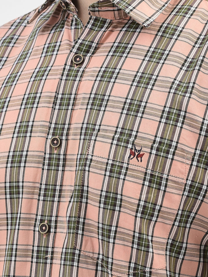 Peach Checked Shirt