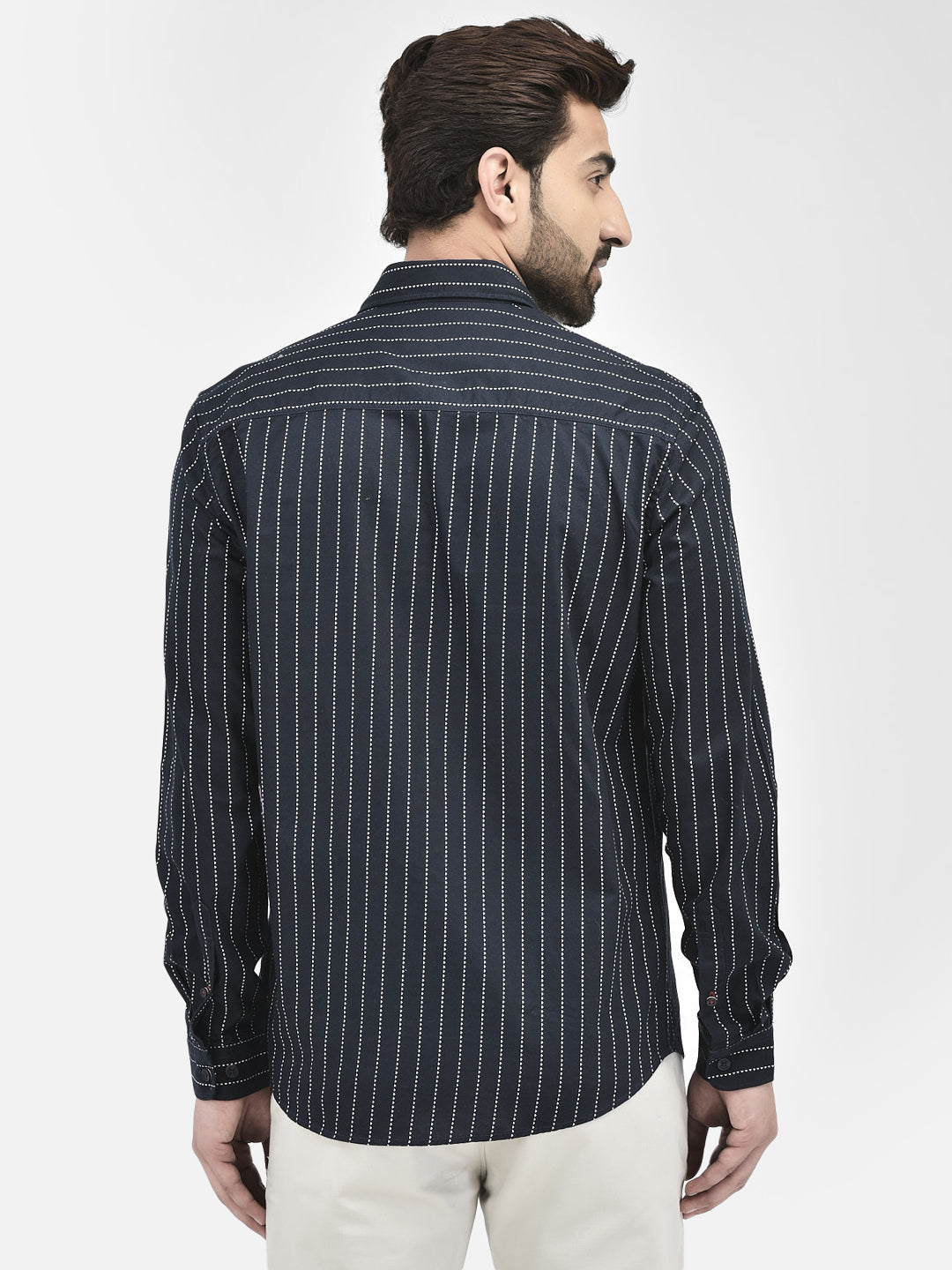 Navy Blue Stripes Shirt.