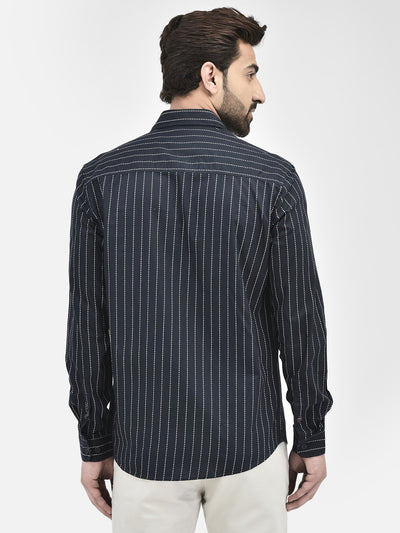 Navy Blue Stripes Shirt.
