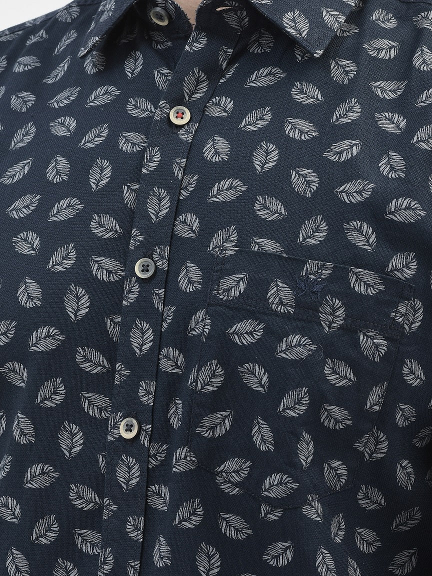 Navy Blue Printed Shirt