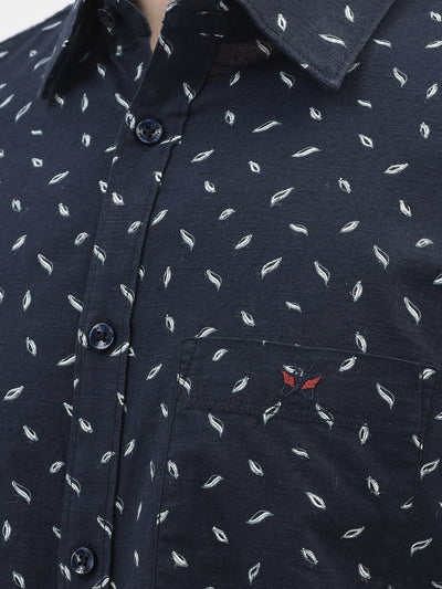 Navy Blue Printed Shirt