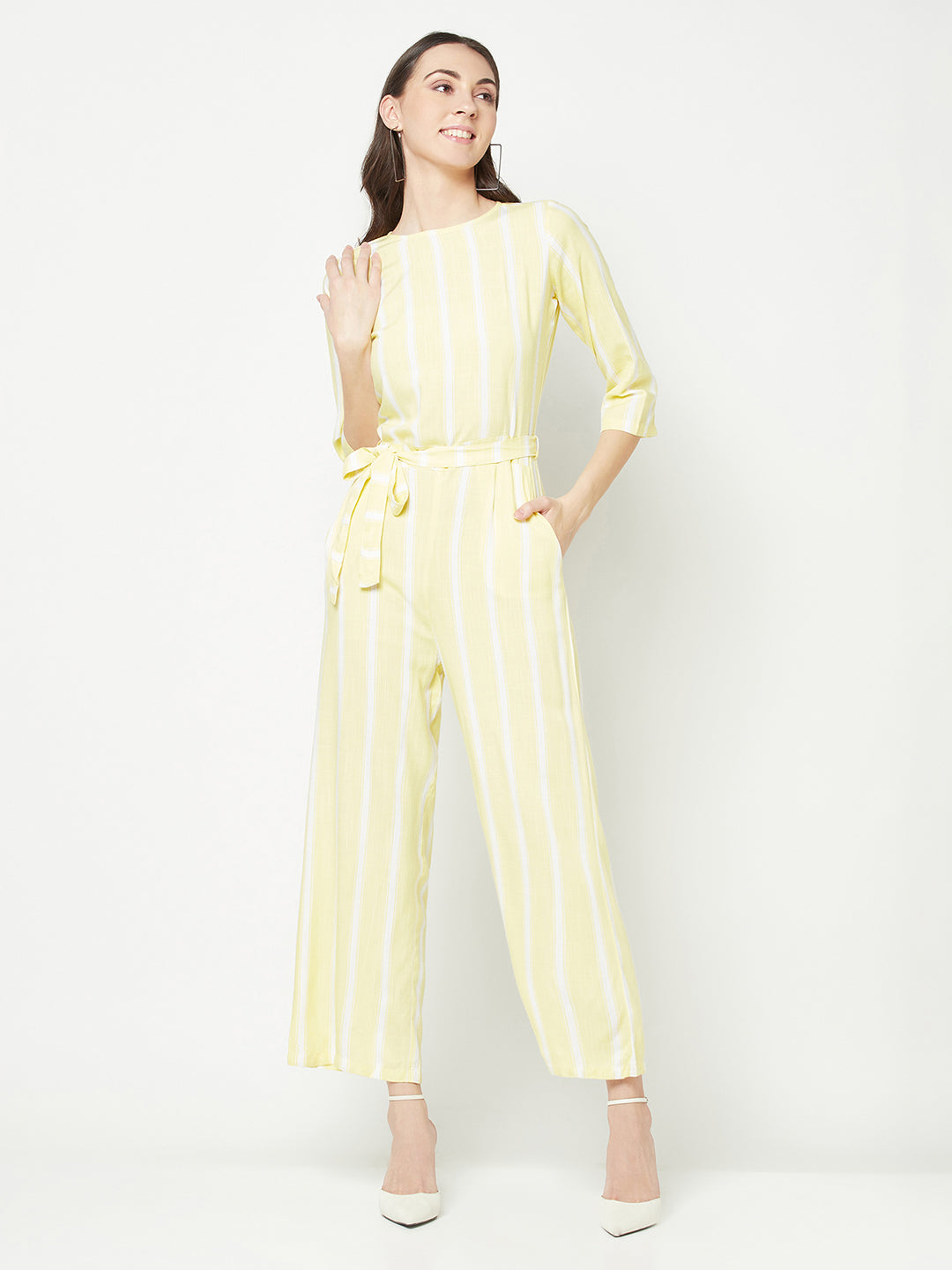 Yellow Round Neck Jumpsuit