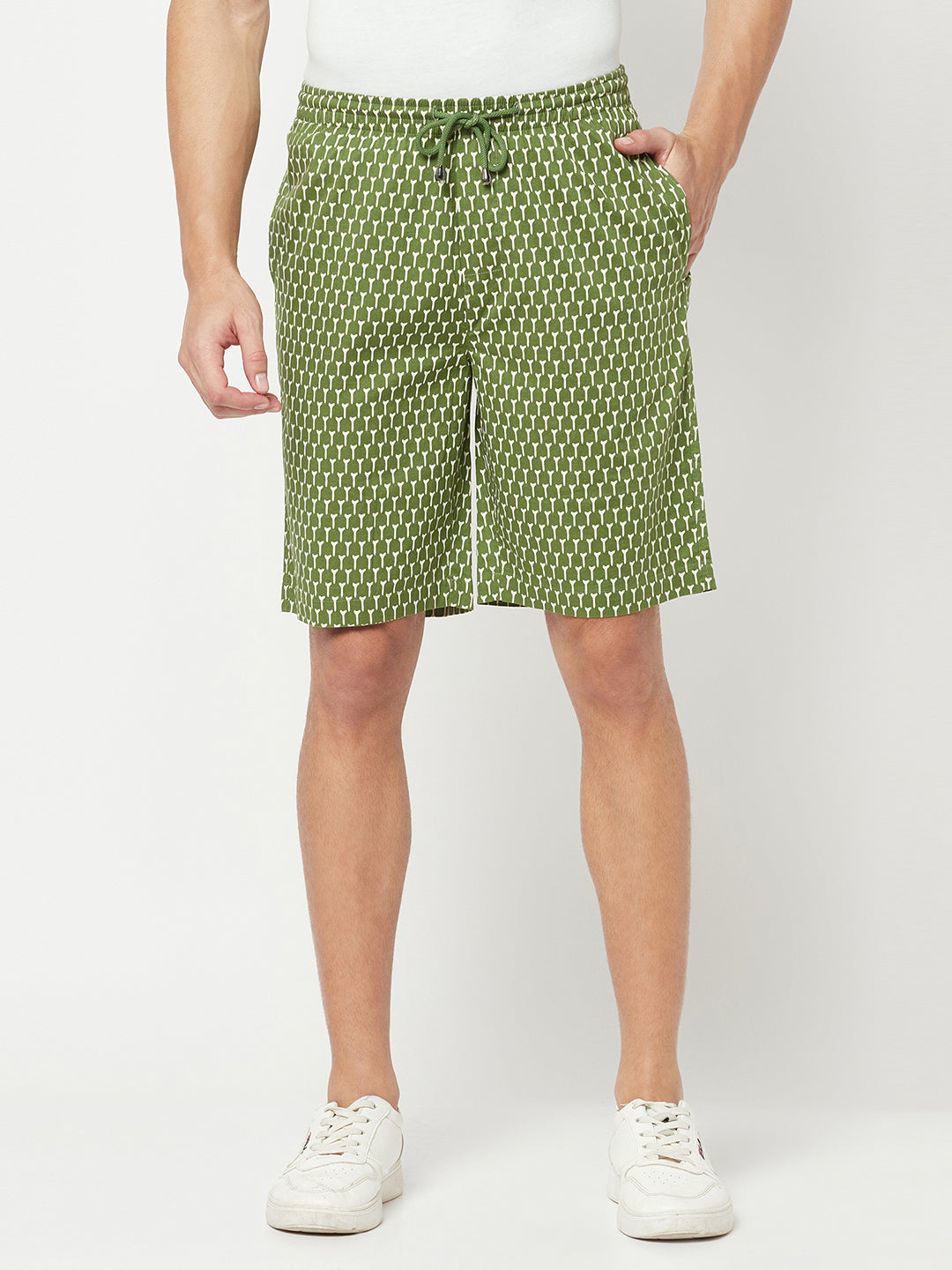 Green Printed Lounge Shorts