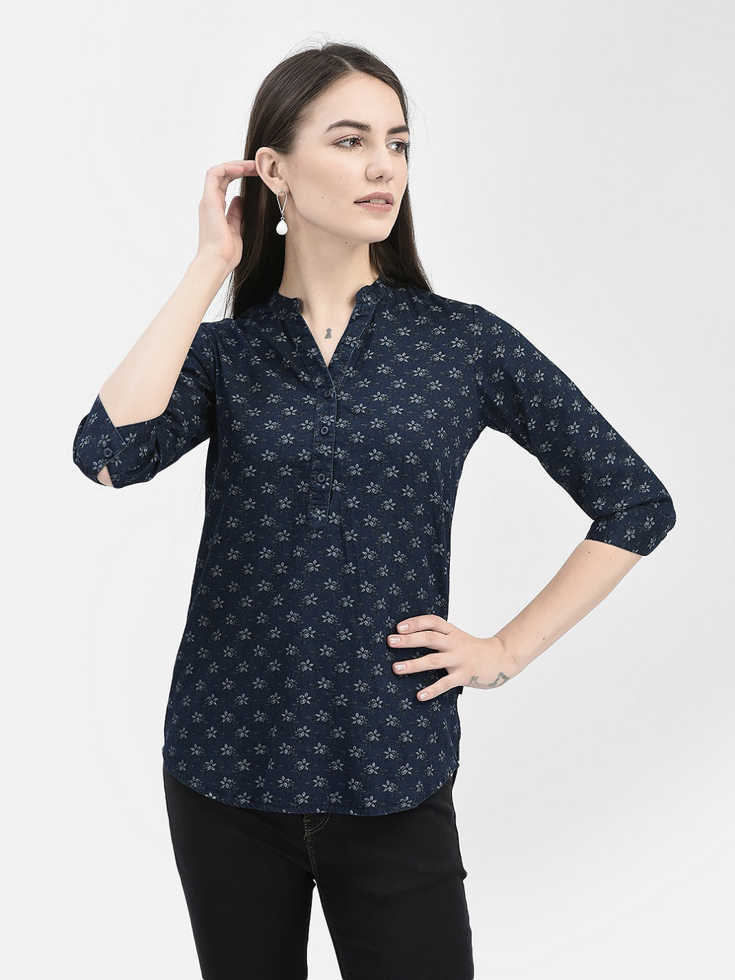 Floral Navy Blue Top