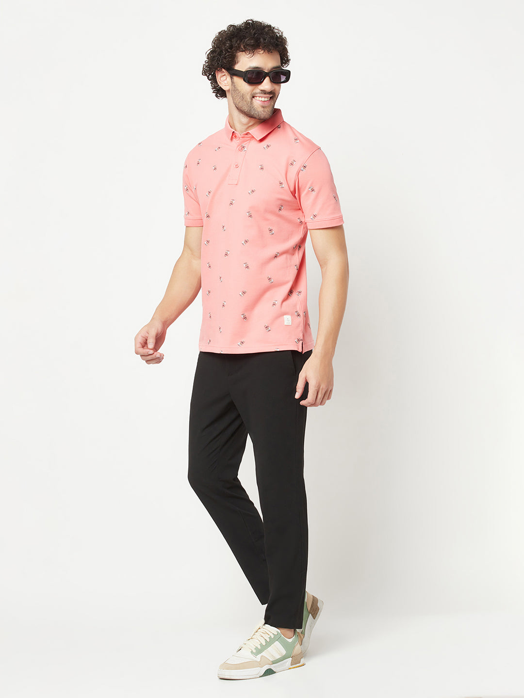 Pink Printed Polo T-Shirt