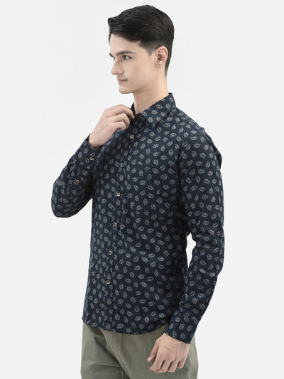 Navy Blue Printed Shirt