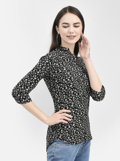 Floral Black Top