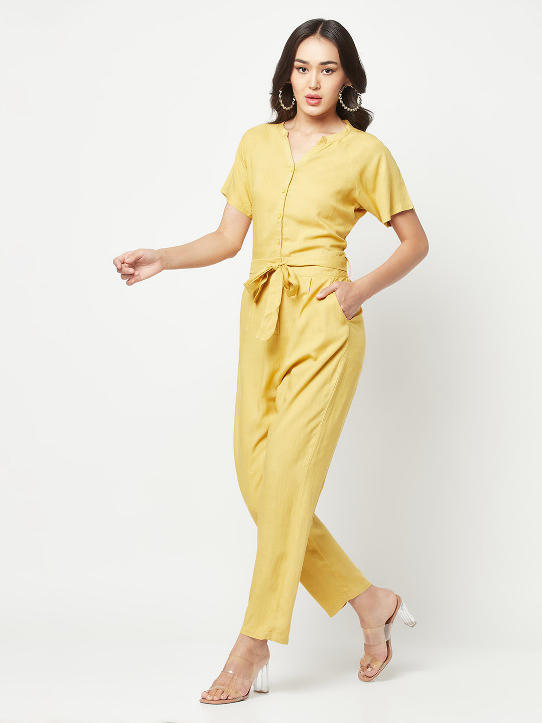 Mustard V-Neck Jumpsuit