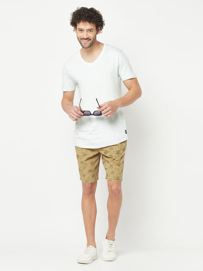 Beige Floral Lounge Shorts