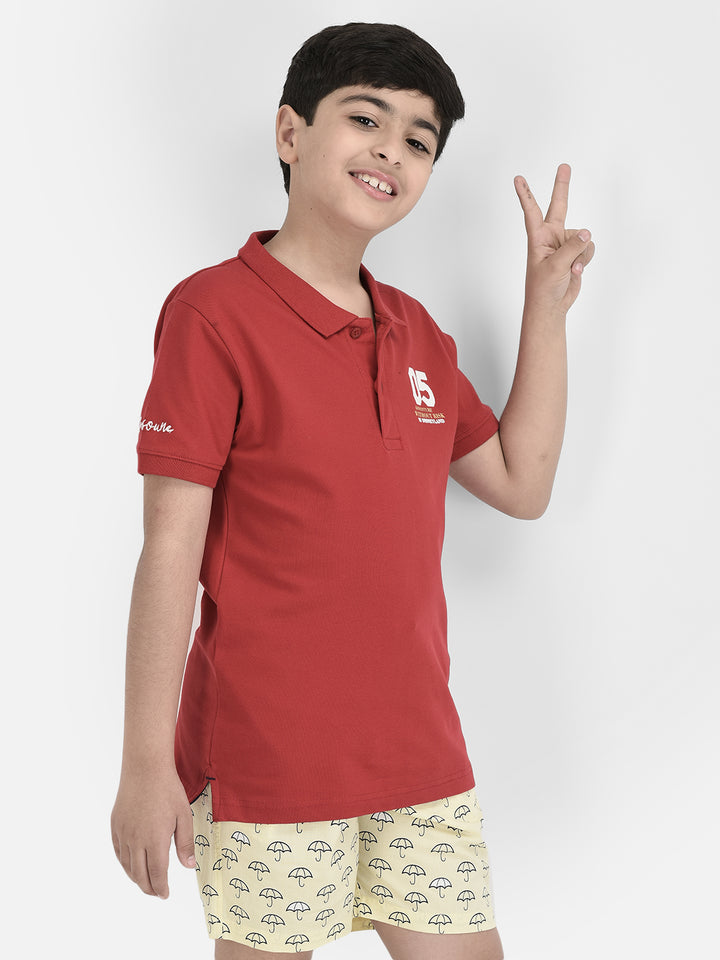  Red Polo Neck T-shirt