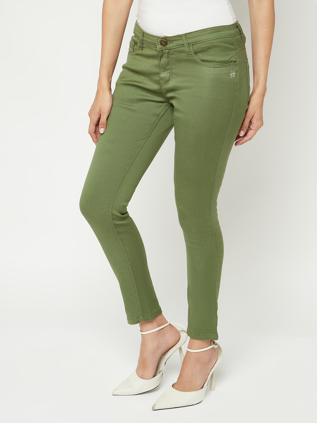  Olive Skinny Ankle Length Jeans